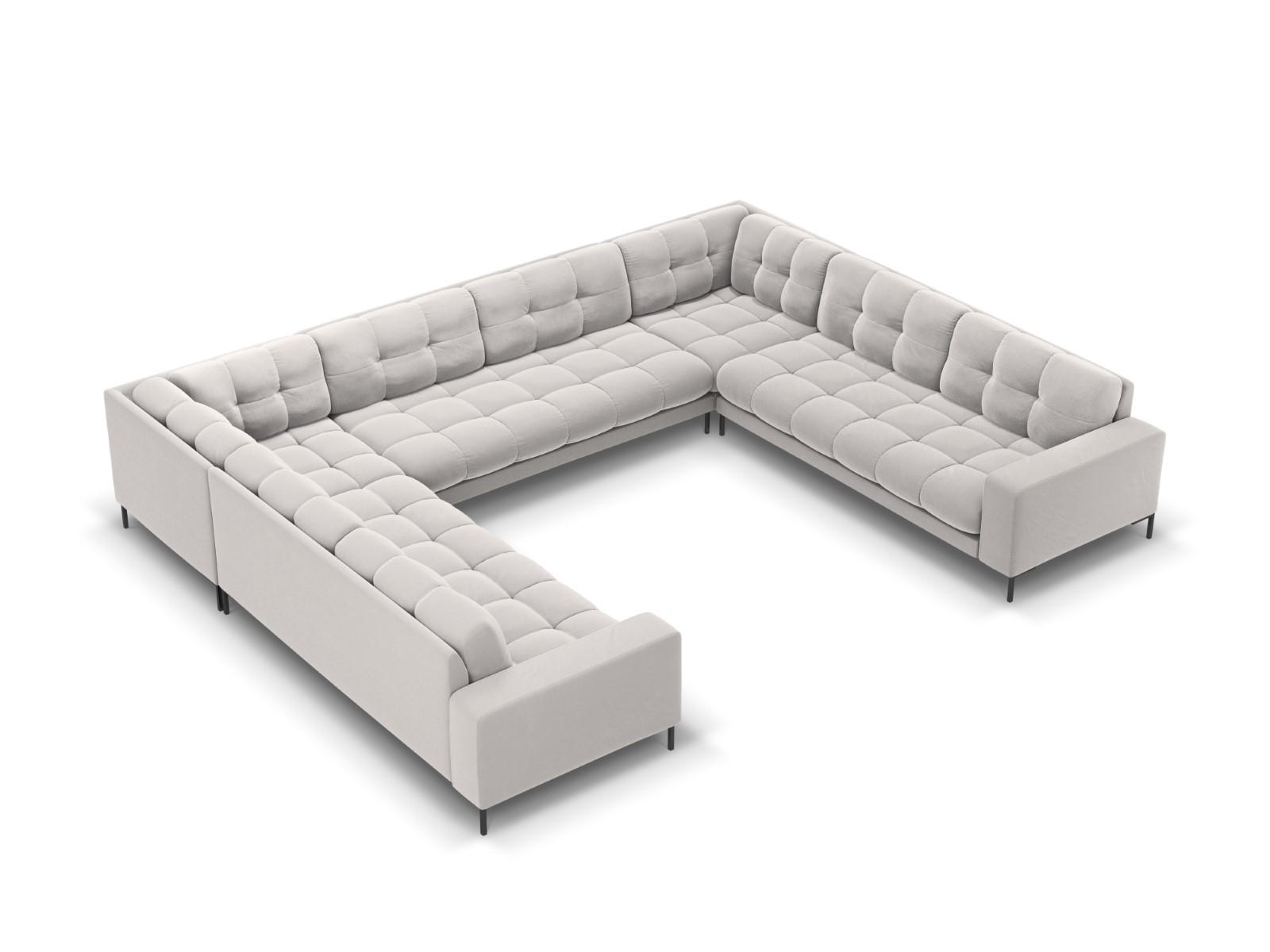 PANORAMASOFA Mamaia aus Samt silber 9 Sitzplätze - Silberfarben, Textil (256/75/337cm) - Micadoni