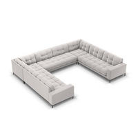 PANORAMASOFA Mamaia aus Samt silber 9 Sitzplätze - Silberfarben, Textil (256/75/337cm) - Micadoni