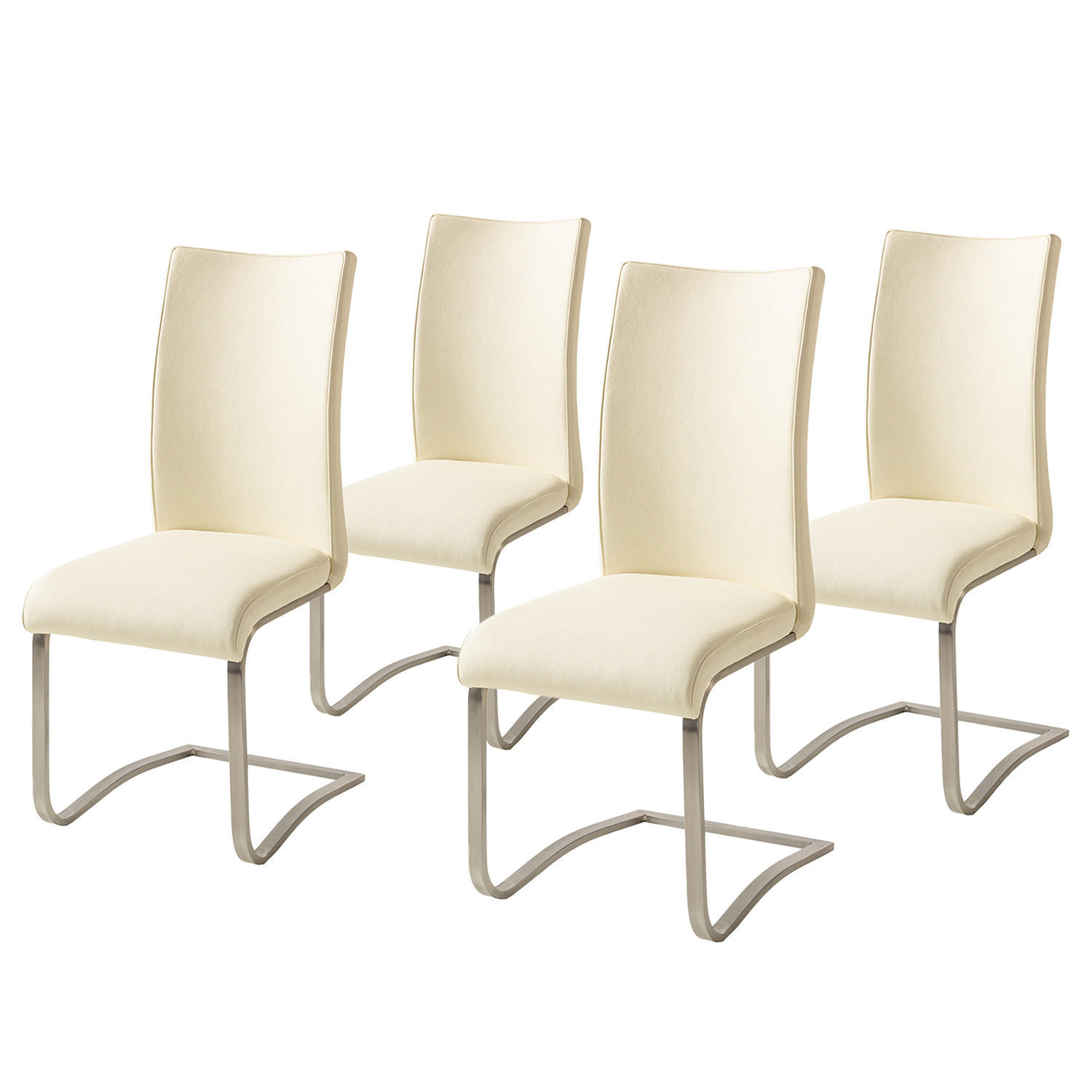 FREISCHWINGER - Edelstahlfarben/Creme, Leder/Metall (43/103/52cm) - home24