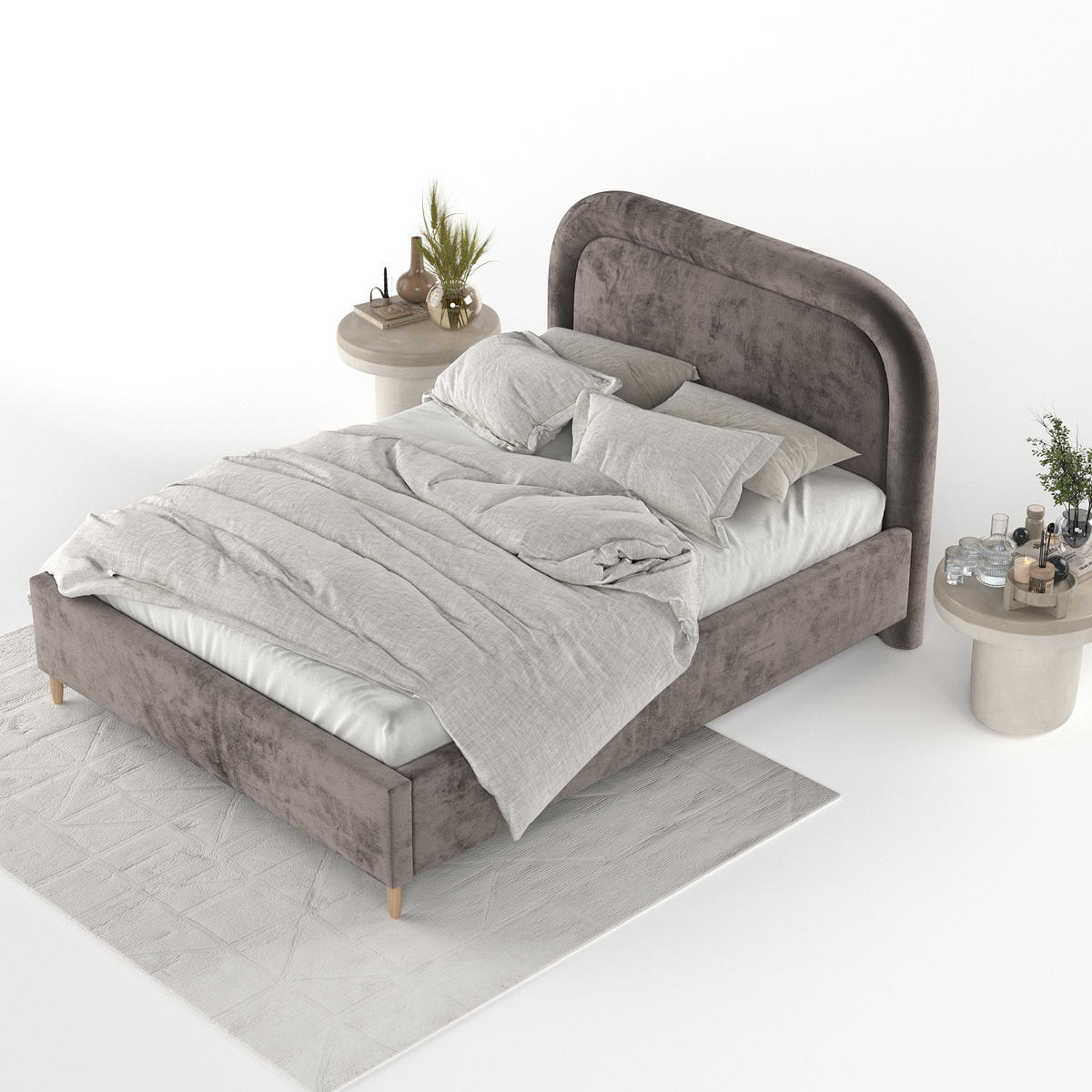 POLSTERBETT Zoya 180/200 cm Braun im Lotta Stoff - Naturfarben/Braun, Holz/Holzwerkstoff (180/200cm) - AltaBeds