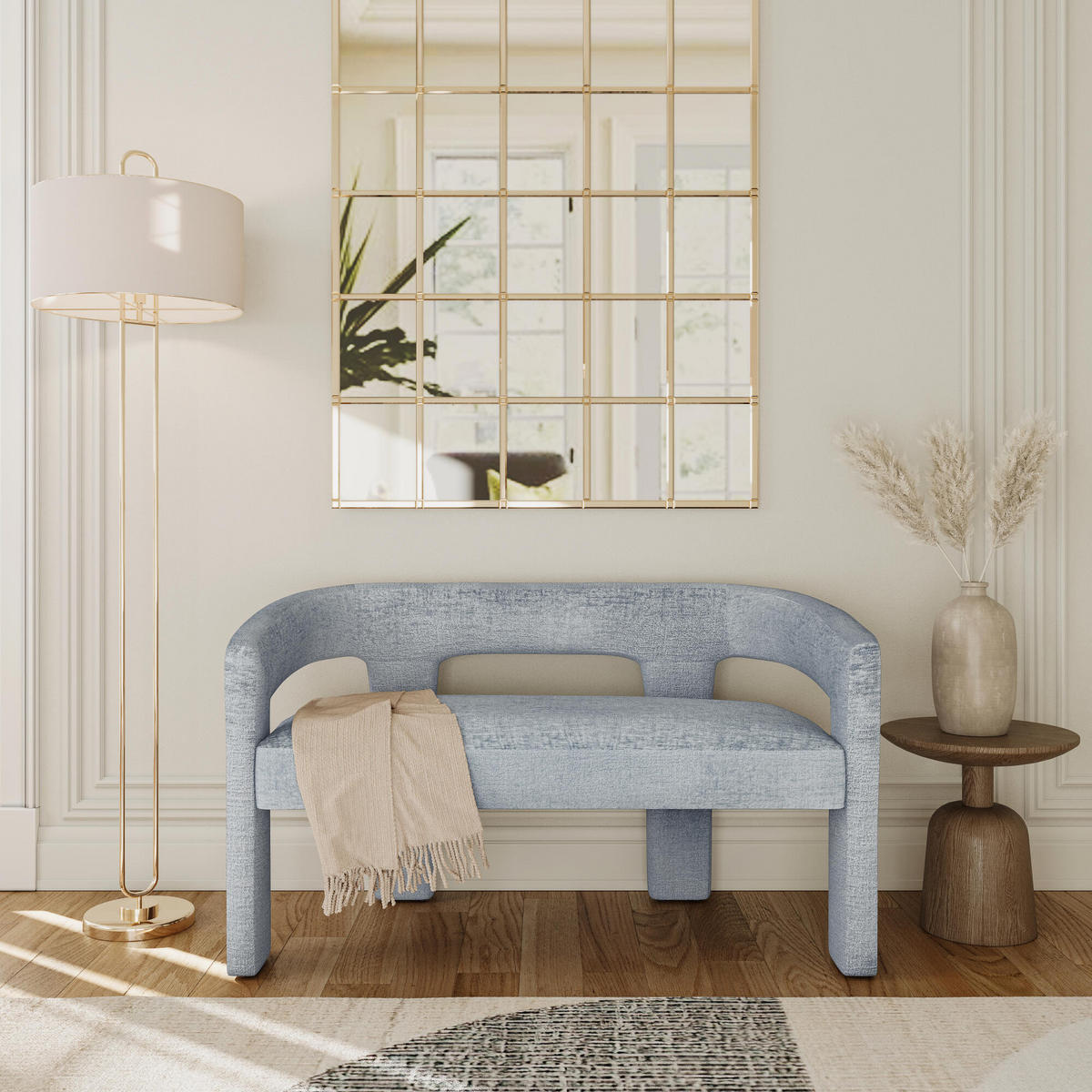 BANK LEITH Blau 125x56x75 cm - Blau, Textil (125/75/56cm) - FURNLUX