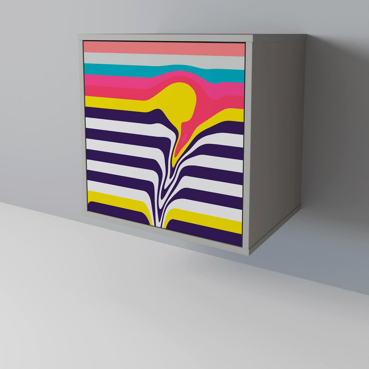 SIDEBOARD TONE COLLAPSE, Grau, 57,5x42x75,5 cm, Goldfarbene Metallfüße - Goldfarben/Multicolor, Holzwerkstoff/Metall (57.5/75.5/42cm) - SpaceRebels