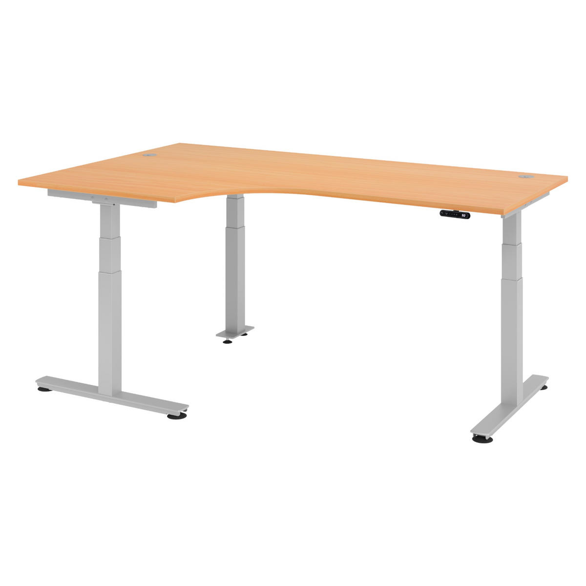 SCHREIBTISCH elektrisch XDSM 120/200/72 cm in Buchefarben/Silberfarben - Buchefarben/Silberfarben, Holzwerkstoff (120/200/72cm) - bümö