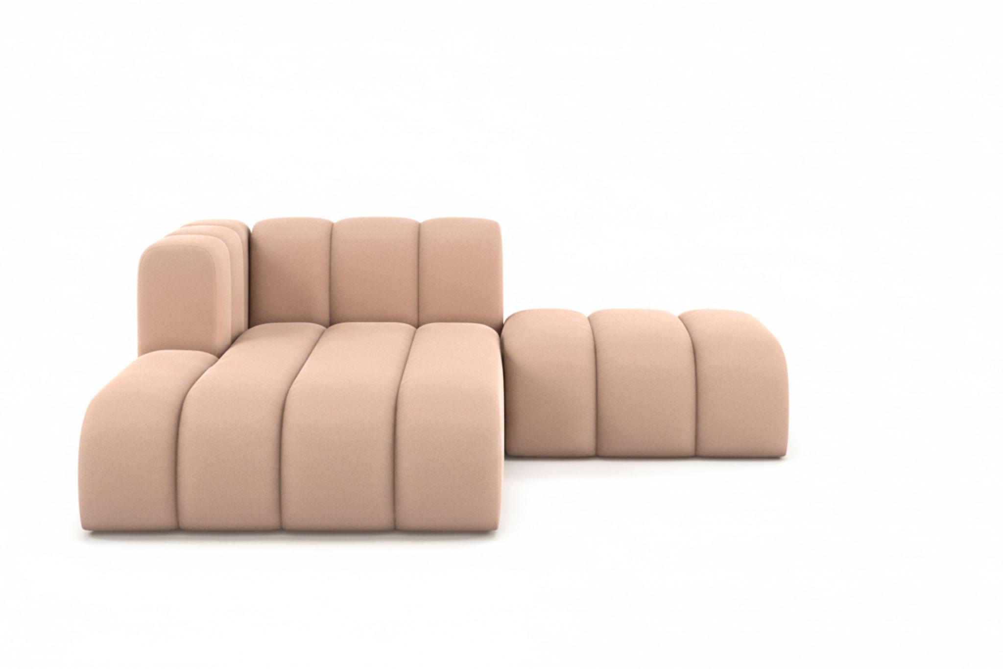 CHAISELONGUE Mit Hocker Grand, Veloursstoff Salvador, Rosa, Links - Rosa, Holz (204/179cm) - Kaiser Möbel