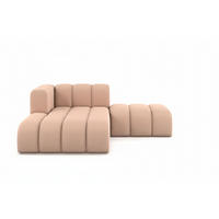 CHAISELONGUE Mit Hocker Grand, Veloursstoff Salvador, Rosa, Links - Rosa, Holz (204/179cm) - Kaiser Möbel