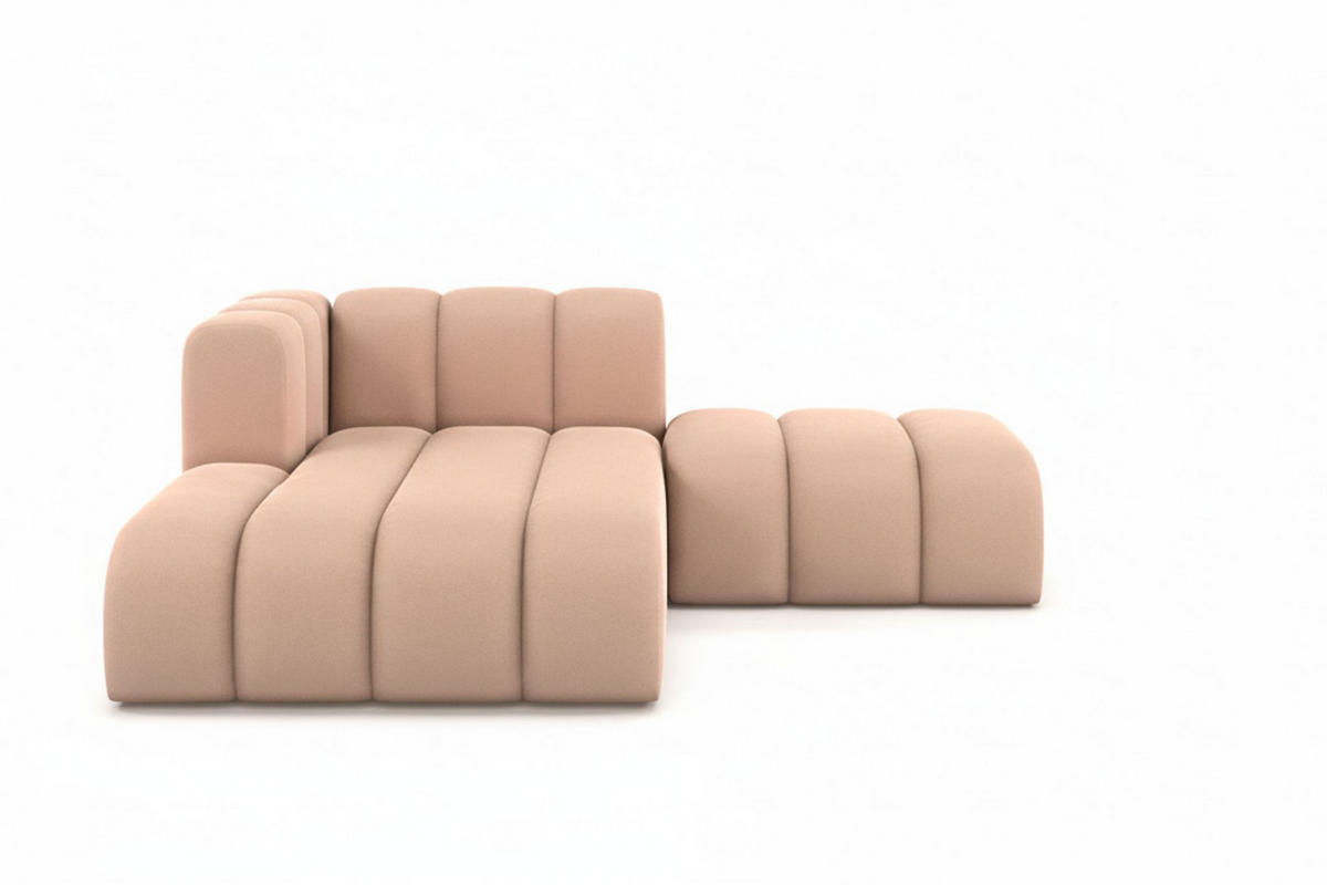 CHAISELONGUE Mit Hocker Grand, Veloursstoff Salvador, Rosa, Links - Rosa, Holz (204/179cm) - Kaiser Möbel