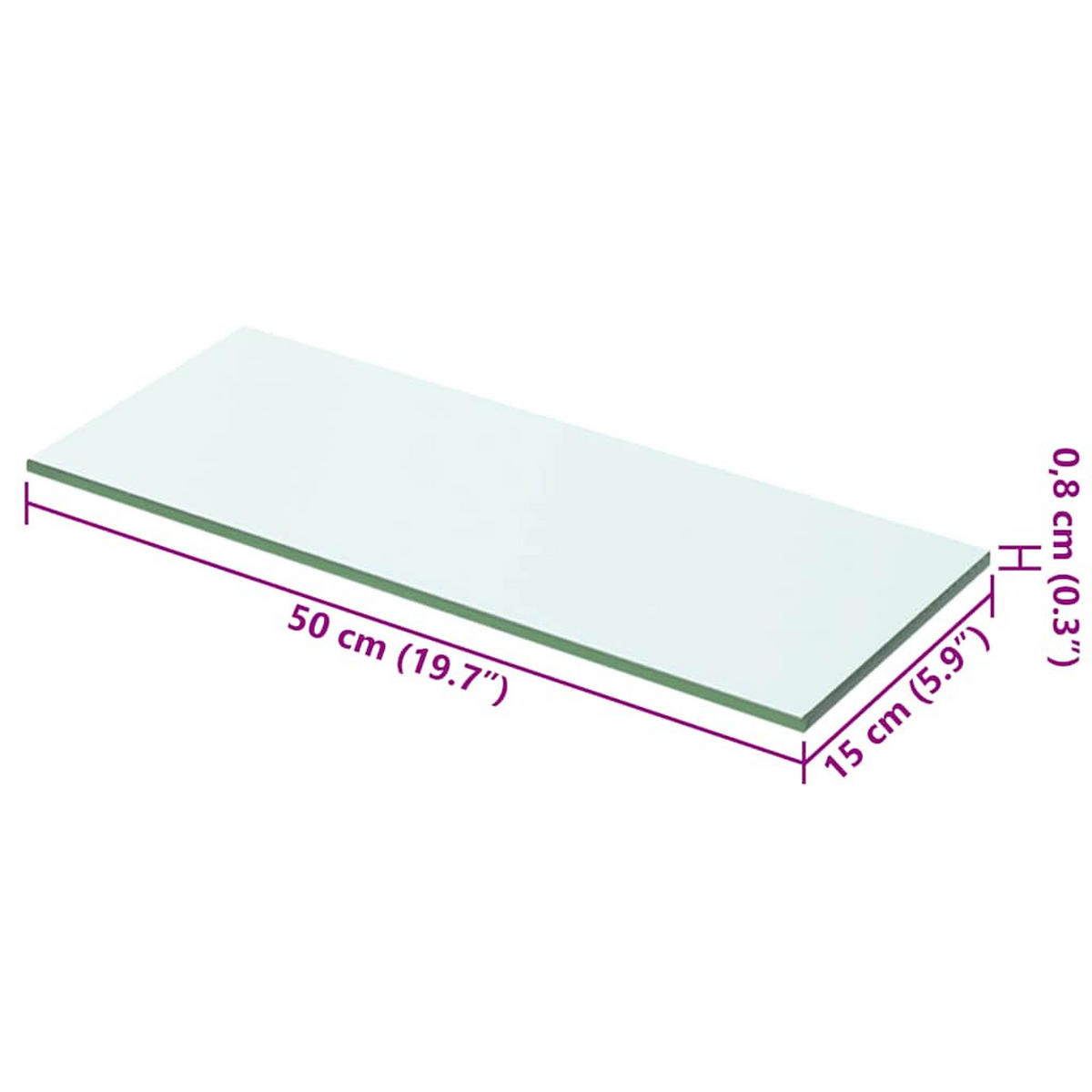 REGALBODEN Glas Transparent 50/15 Cm - Transparent, Glas (15/0.8/50cm) - vidaXL
