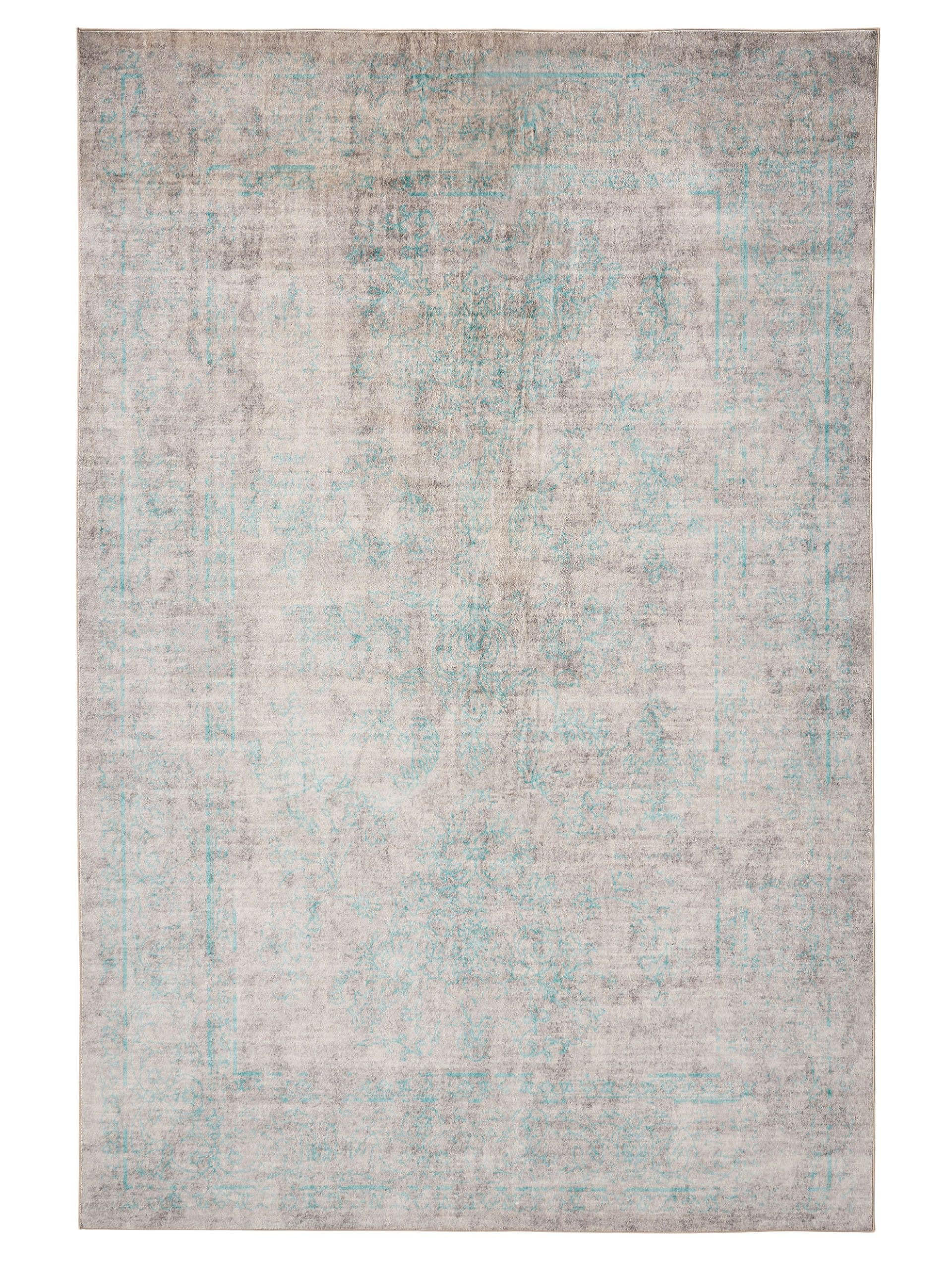 VINTAGE-TEPPICH Miray waschbar 120/170 cm - Türkis/Grau, Kunststoff (120/170cm) - benuta Nest