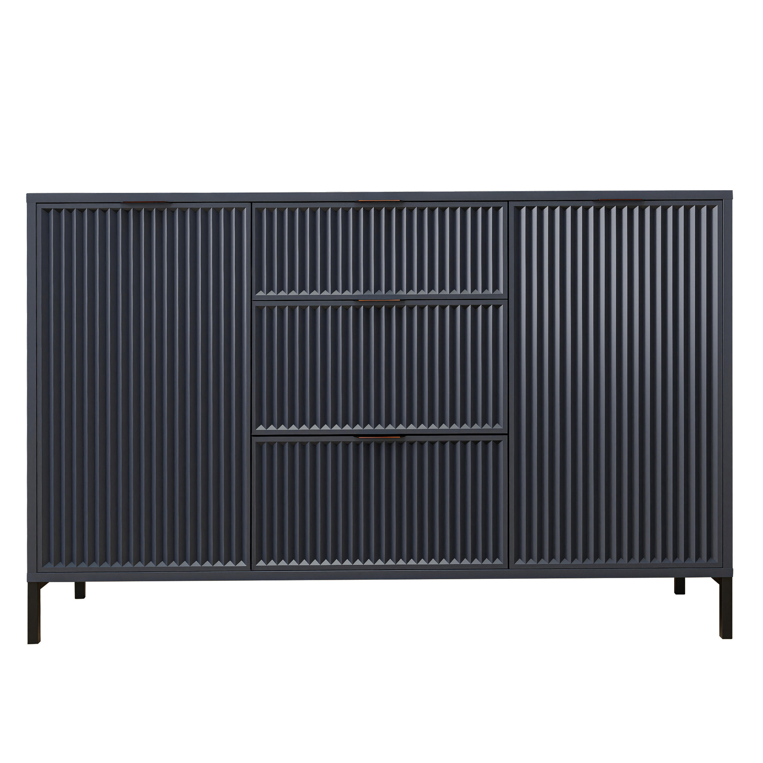KOMMODE klein Aufbewahrungsschrank mit 3 Schubladen und 2 Türen, Blau - Blau, Holzwerkstoff (135/87/41cm) - Idohome