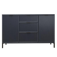 KOMMODE klein Aufbewahrungsschrank mit 3 Schubladen und 2 Türen, Blau - Blau, Holzwerkstoff (135/87/41cm) - Idohome