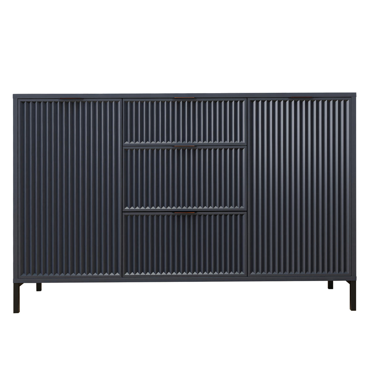 KOMMODE klein Aufbewahrungsschrank mit 3 Schubladen und 2 Türen, Blau - Blau, Holzwerkstoff (135/87/41cm) - Idohome