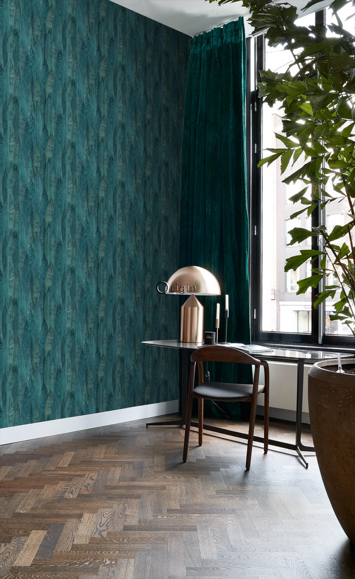 TAPETE Blätter 53 cm x 10.05 m - Türkis, Papier (53/1000cm) - Origin Wallcoverings