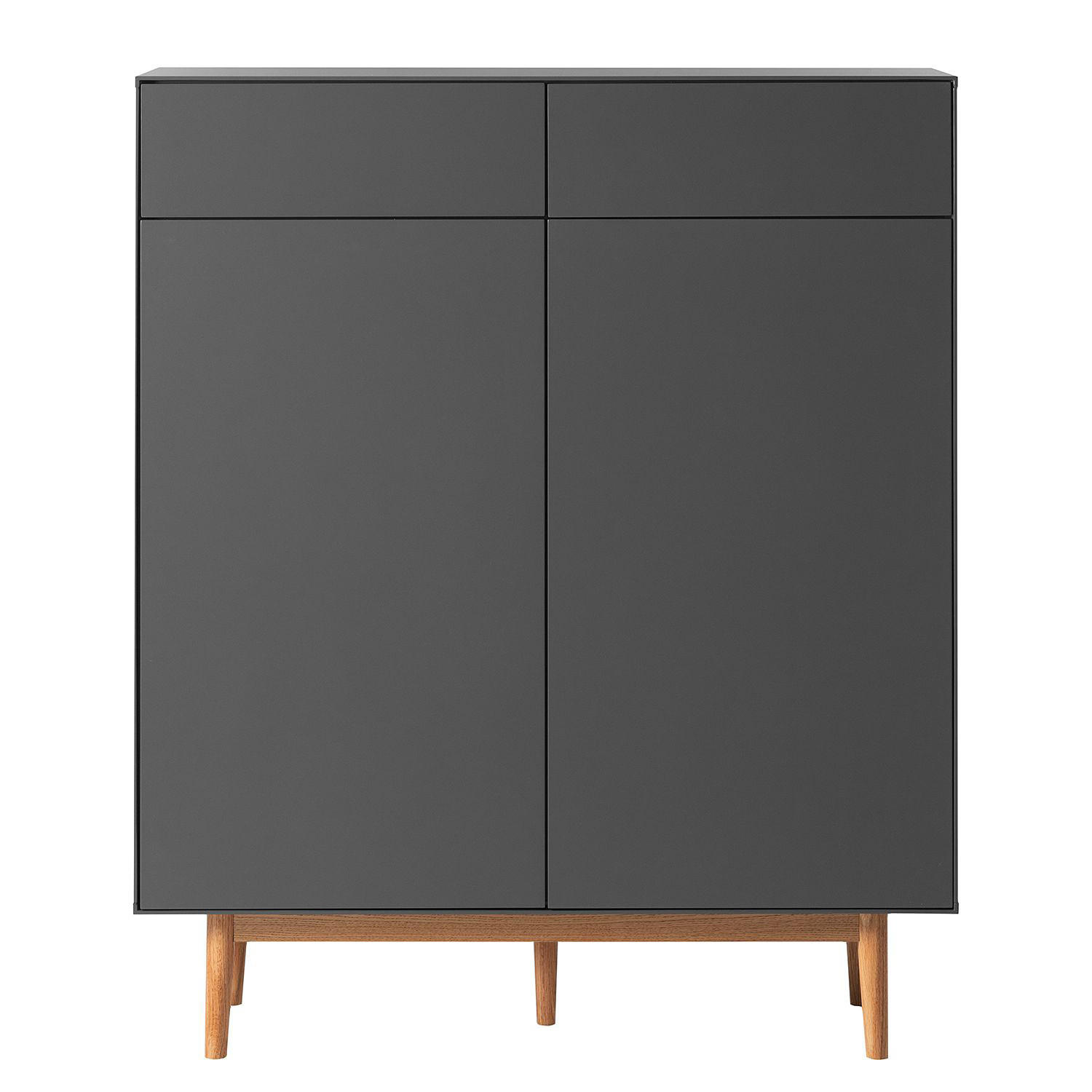 SCHUHKOMMODE mit 2 Schubladen - Eichefarben/Grau, Holzwerkstoff (110/132/38cm) - home24