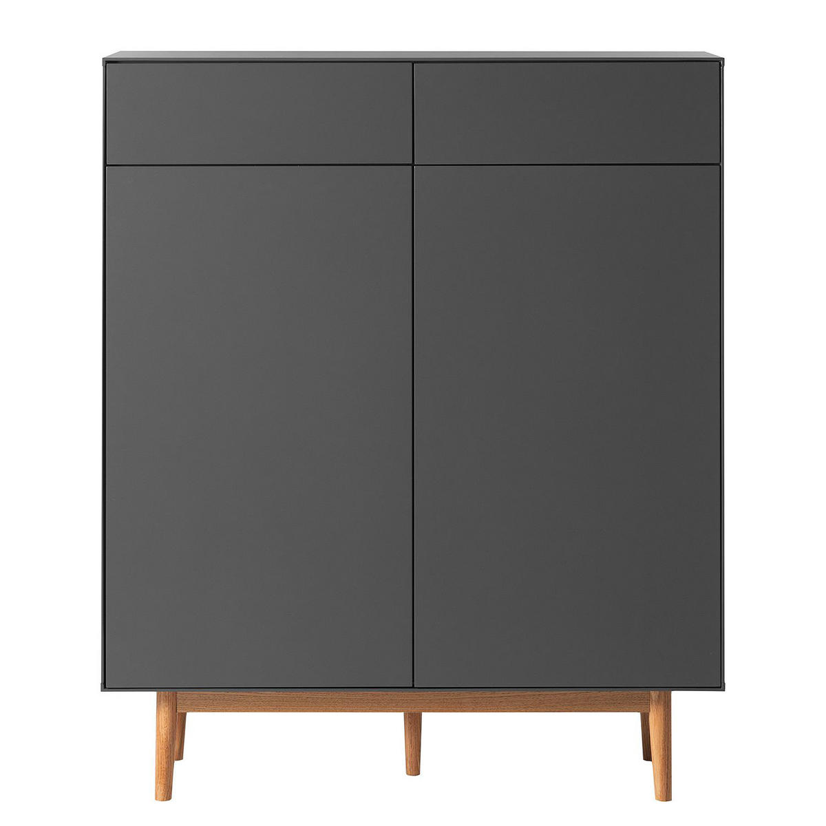 SCHUHKOMMODE mit 2 Schubladen - Eichefarben/Grau, Holzwerkstoff (110/132/38cm) - home24