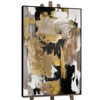 GEMÄLDE Goldene Fragmente Schattenfugenrahmen Schwarz 140x100 cm - Schwarz, Holz (140/100cm) - YS-art gallery