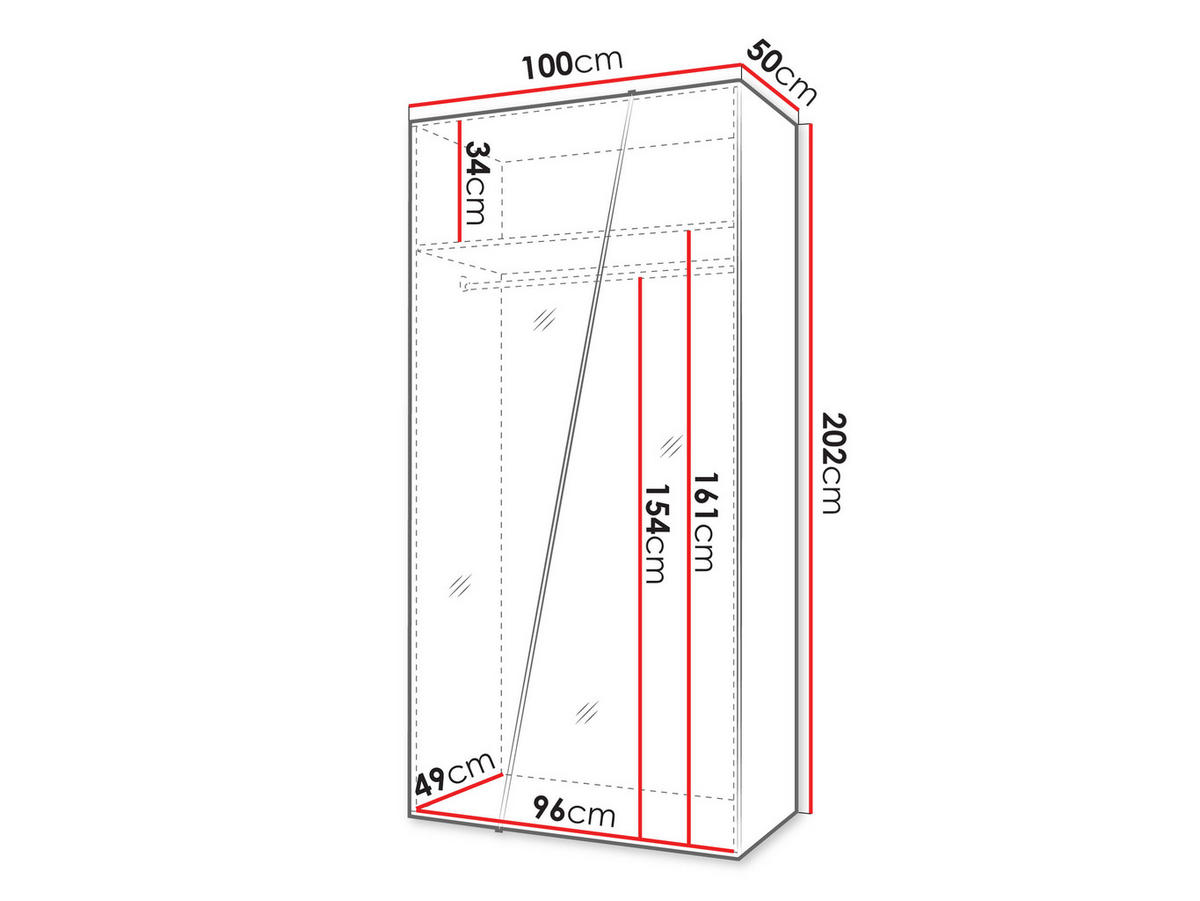 DREHTÜRENSCHRANK Zen 2L 100 cm - Kaschmir/Schwarz, Holzwerkstoff/Kunststoff (100/202/50cm) - MIRJAN24