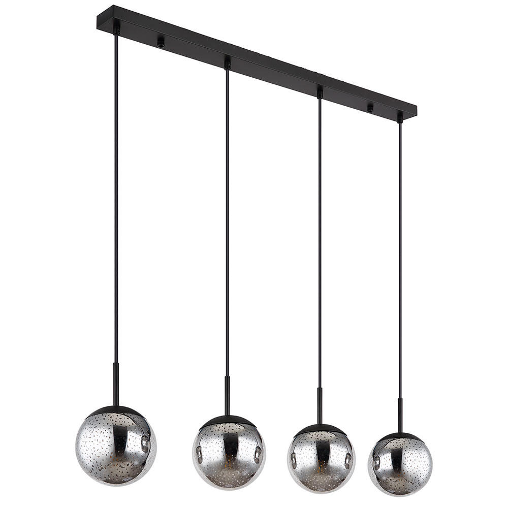 HÄNGELEUCHTE SAMOS Metall Schwarz Glas - Schwarz, Glas (90/15/120cm) - Globo Lighting