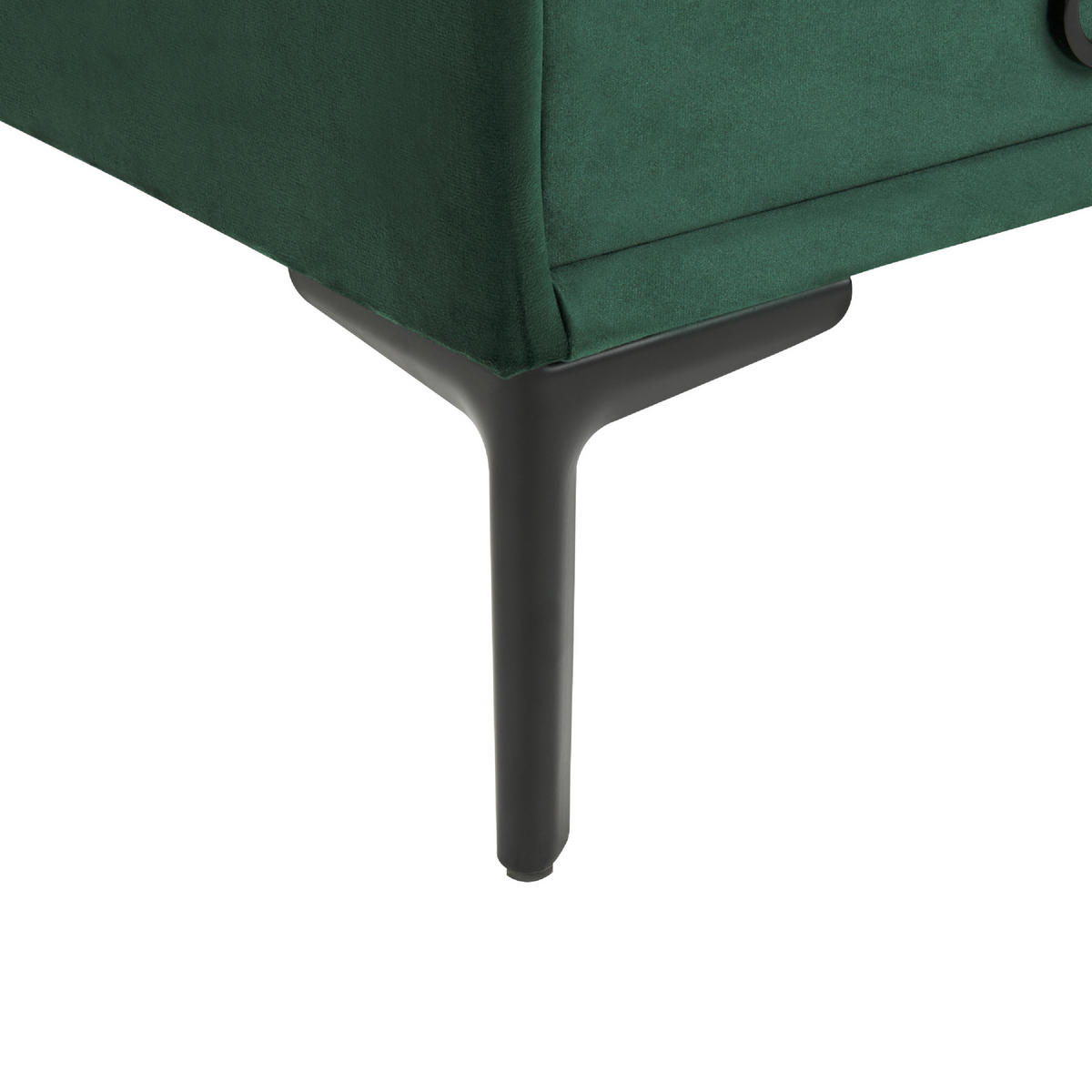 NACHTTISCH Samtstoff dunkelgrün 2 Schubladen Sezanne - Dunkelgrün/Schwarz, Textil (44/45/38cm) - Beliani