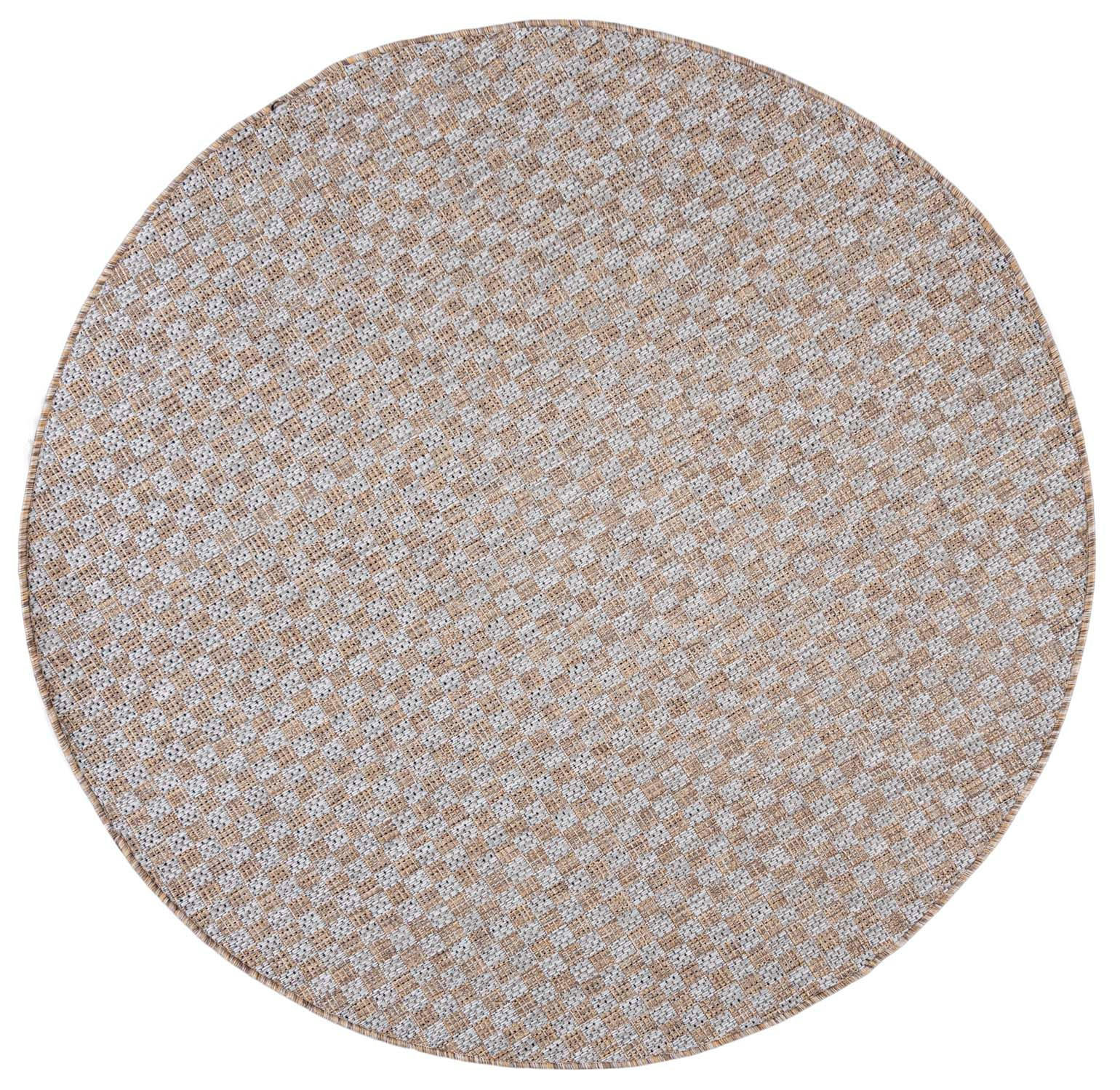 TEPPICH Braun In-Outdoor Geometrisch, Einfarbig - Rund,Kurzflor,Modern - Grau - 150 x 150 cm - Braun/Grau, Textil (150/150cm) - Mazovia