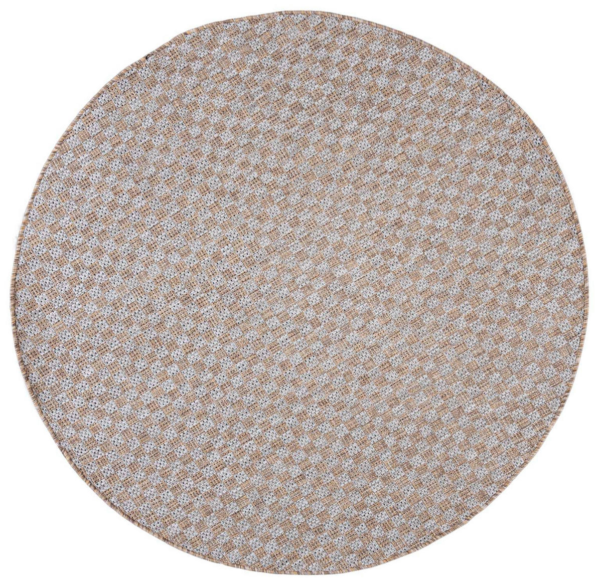 TEPPICH Braun In-Outdoor Geometrisch, Einfarbig - Rund,Kurzflor,Modern - Grau - 200 x 200 cm - Braun/Grau, Textil (200/200cm) - Mazovia
