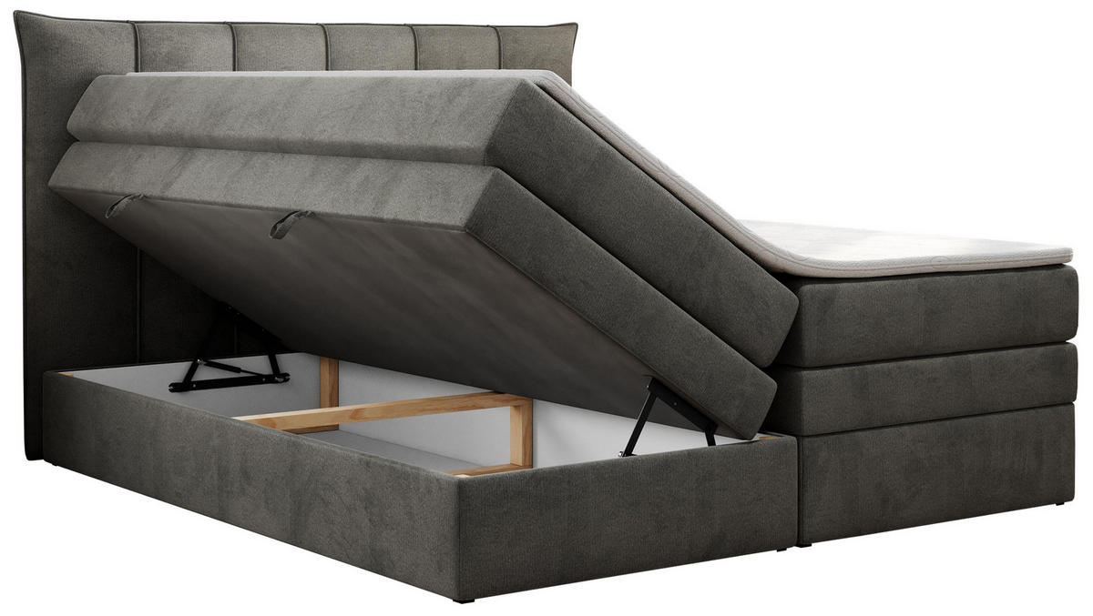BOXSPRINGBETT PREMIUM 10 KING 140/200 Dunkelgrau Velvet - H3 - Dunkelgrau, Holz/Textil (140/200cm) - MKS