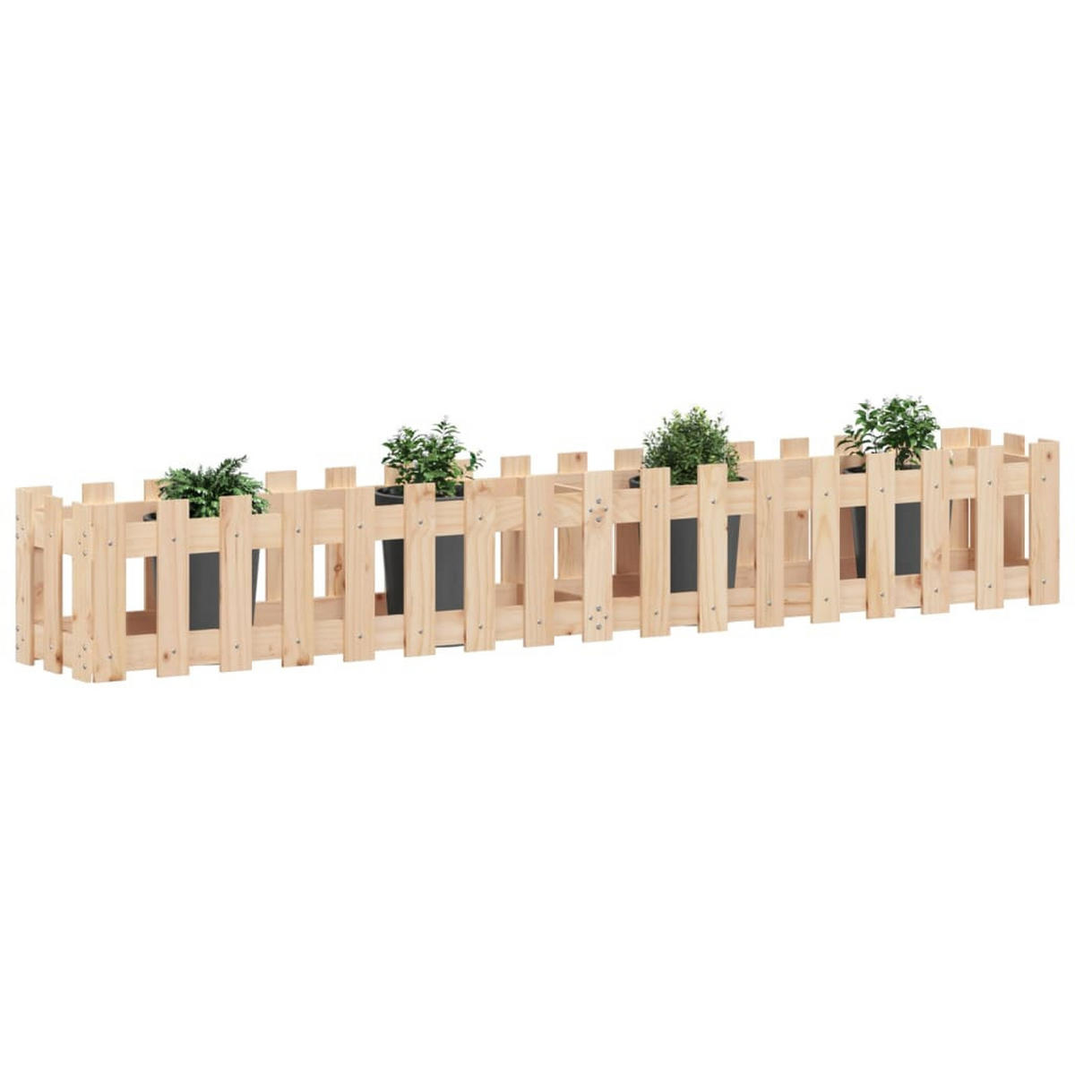 HOCHBEET Lattenzaun-Design 200x30x30 cm Massivholz Kiefer - Naturfarben, Holz (200/30/30cm) - furnicato