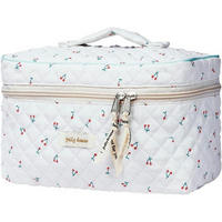 KULTURTASCHE Damen Weiß Kirsche gesteppt Baumwolle Flip-Cover - Multicolor, Textil (16/16/27cm)