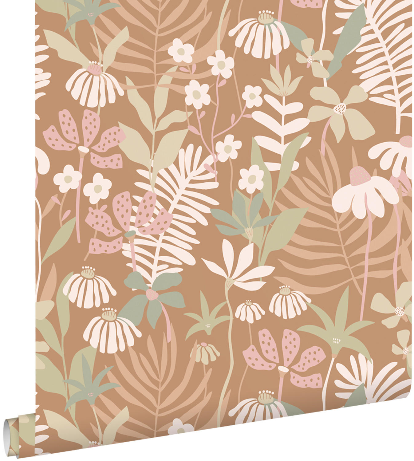 TAPETE tropische Blätter und Blüten 50 x 900 cm - Braun, Papier (50/900cm) - ESTAhome