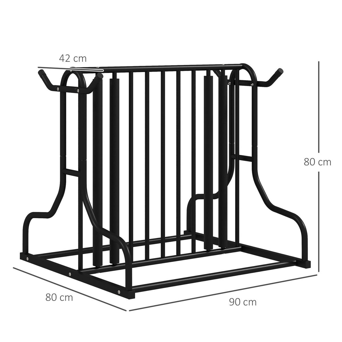 FAHRRADSTÄNDER, Radständer Aufstellständer bis 4 Fahrräder beidseitig - Schwarz, Metall (80/80/90cm)
