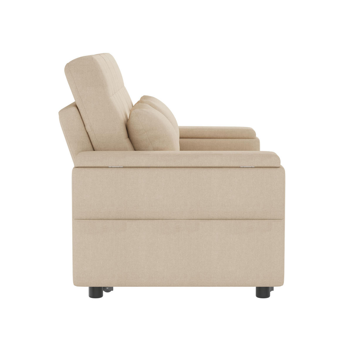 SCHLAFSOFA 159/74/92 cm Beige mit Stauraum, Verstellbarer Rückenlehne, Armlehnen-Staufächern und Kissen - Beige, Textil (159/92/142.5cm) - Oxeza