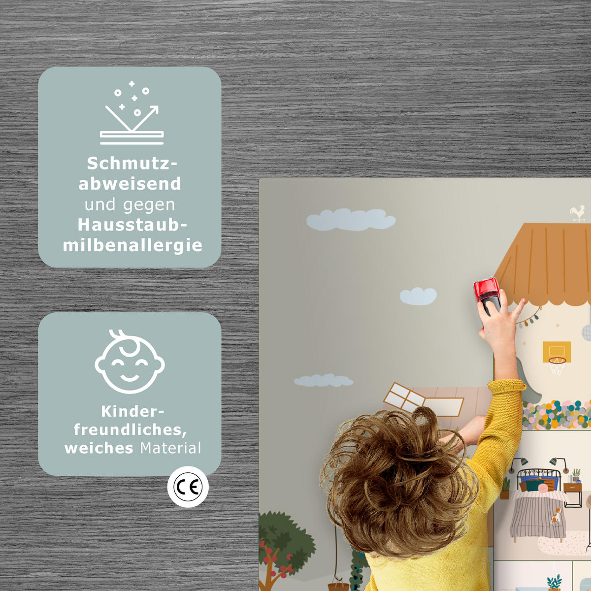 KINDERTEPPICH Puppenhaus - Kinder - Möbel - Design - Braun 105x70 cm - Multicolor, Kunststoff (105/70cm) - MuchoWow