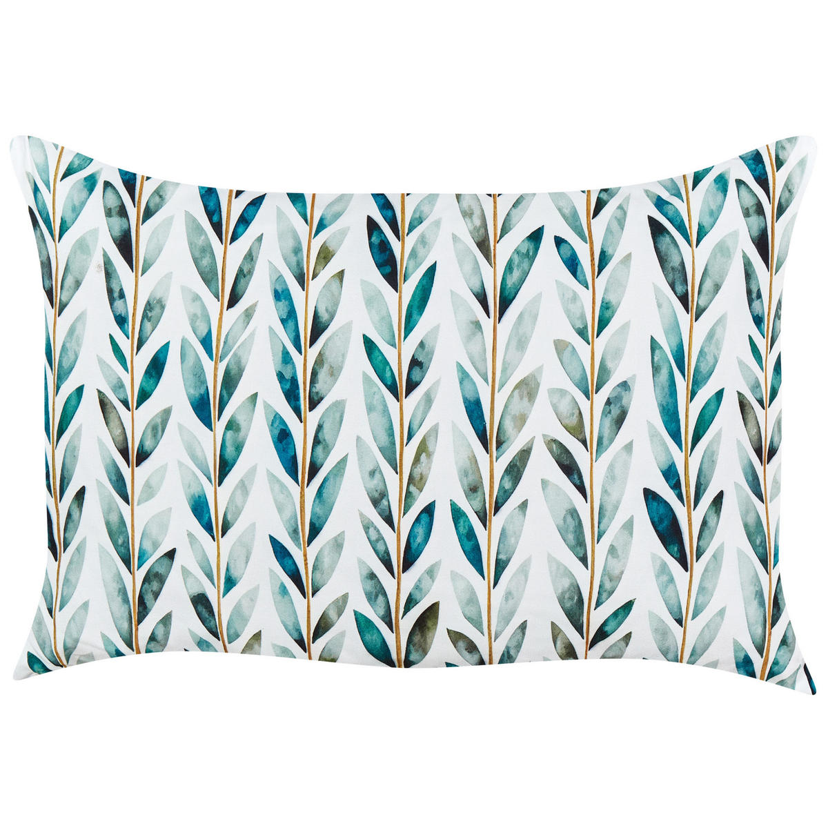 GARTENKISSEN 2er-Set Blattmotiv weiß/grün 40/60 cm Loano - Weiß, Textil (40/60cm) - Beliani