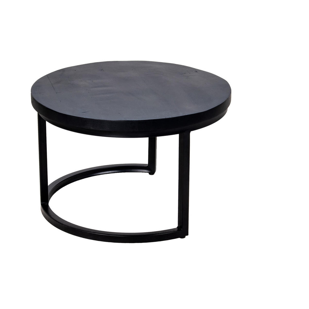 COUCHTISCH 2er-Set aus Mangoholz, schwarz - Schwarz, Metall (70/70/38cm) - Giga Meubel