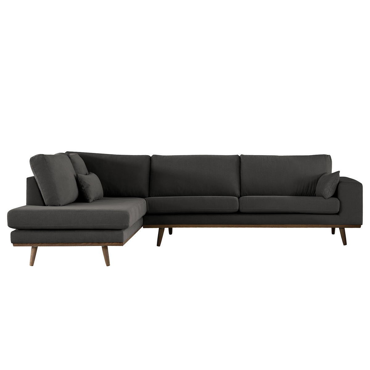 ECKSOFA mit Ottomane - Eichefarben/Anthrazit, Naturmaterialien/Eichenholz (287/219cm) - home24