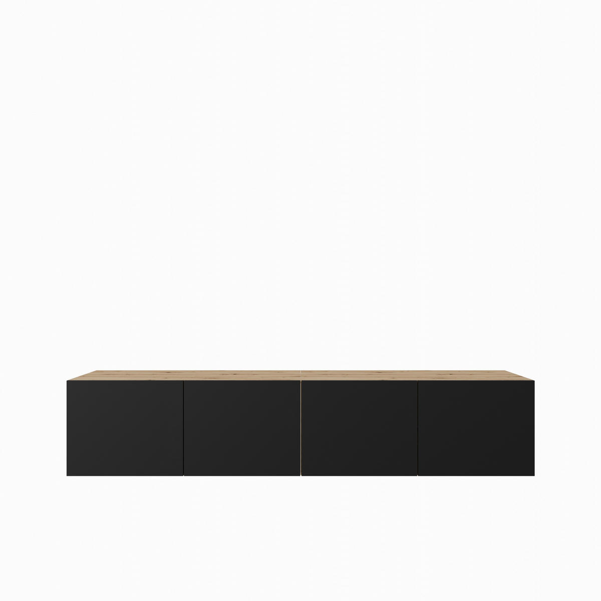 TV-SCHRANK Leo 200 cm (2x100) viertürig, artisan, schwarz - Schwarz/Eiche Artisan, Kunststoff (200/40/41cm) - Margaret Hadas24