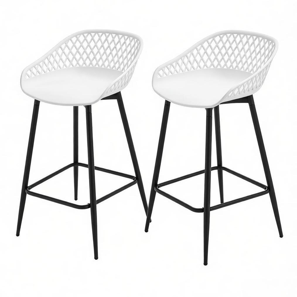 BARHOCKER Weiß mit Rückenlehne und Fußlehne - Weiß, Metall (47/84.5/48.5cm) - MIVRAY