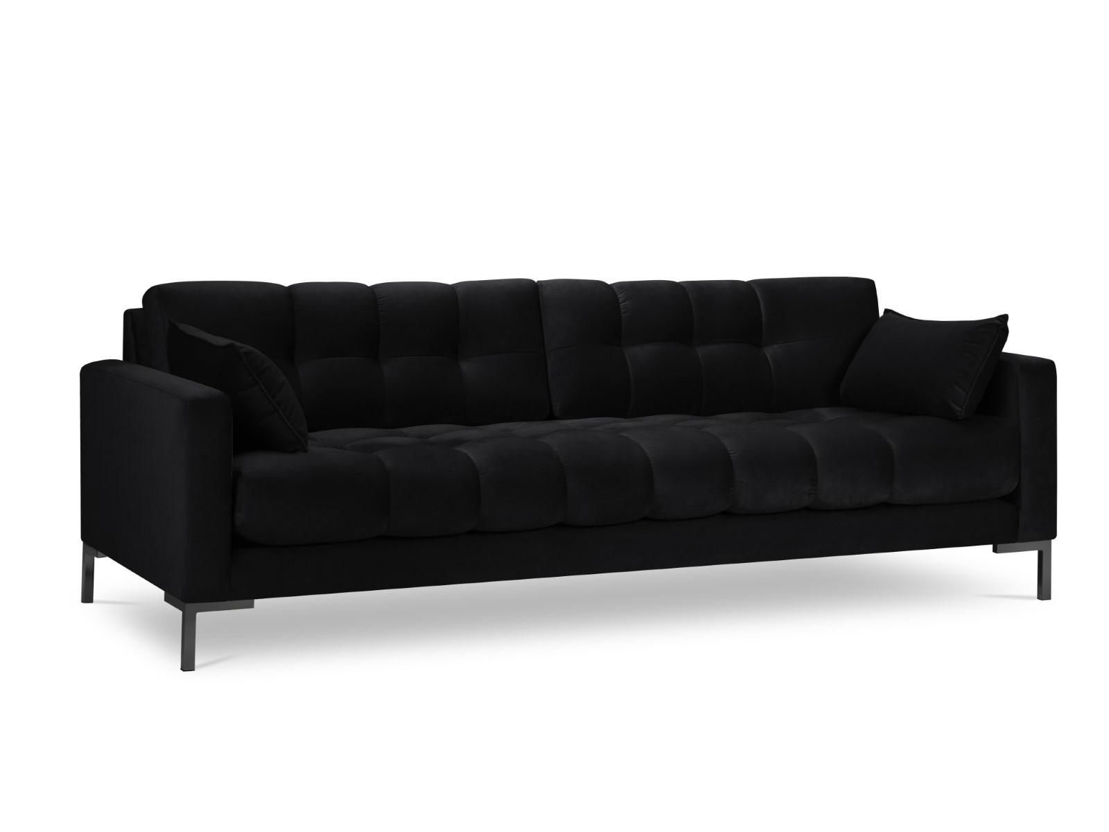 SOFA Mamaia aus Samt schwarz 4 Sitzplätze - Schwarz, Textil (92/75/217cm) - Micadoni