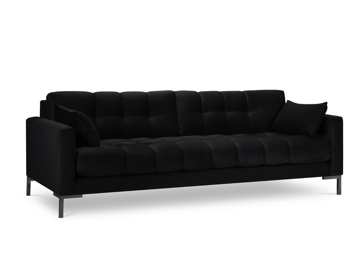 SOFA Mamaia aus Samt schwarz 4 Sitzplätze - Schwarz, Textil (92/75/217cm) - Micadoni