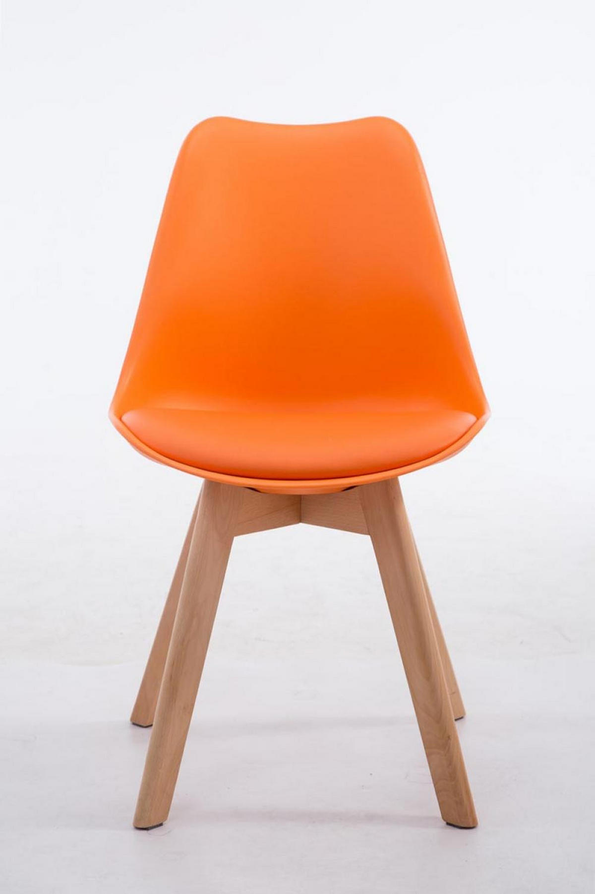 STUHL Lederlook orange - Eukalyptusholzfarben/Orange, Holz/Textil (48/84/41.5cm) - CLP