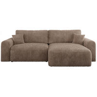 ECKSOFA NELSON Braun Cord - Schwarz/Braun, Kunststoff/Textil (274/152cm) - MKS