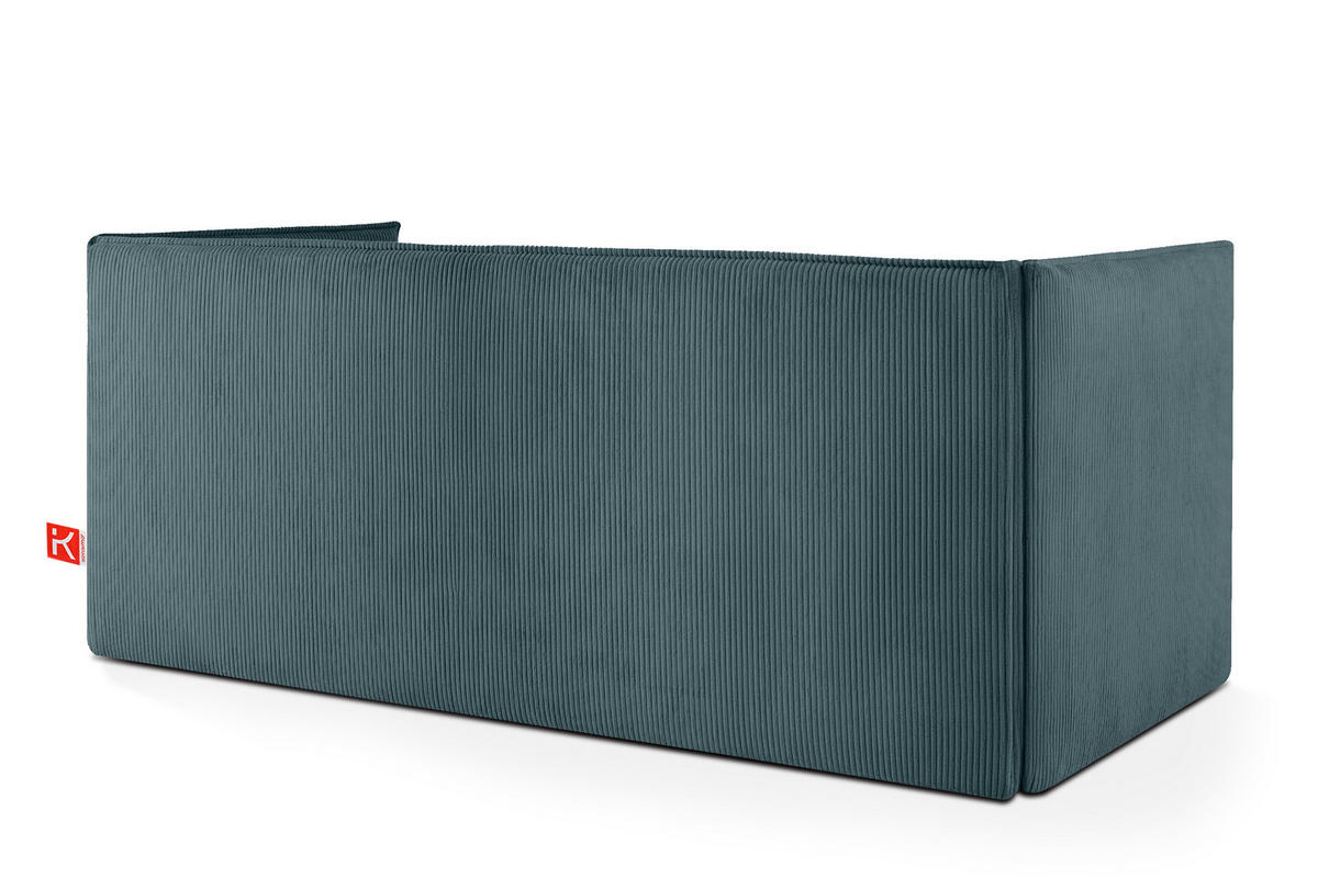 JUGENDBETT ROTI Einzelbett mit Bettkasten, 90x200cm, Bett mit Bonellmatratze, mit Rückenlehne - Blau/Schwarz, Holz/Holzwerkstoff (92/200cm) - KONSIMO®