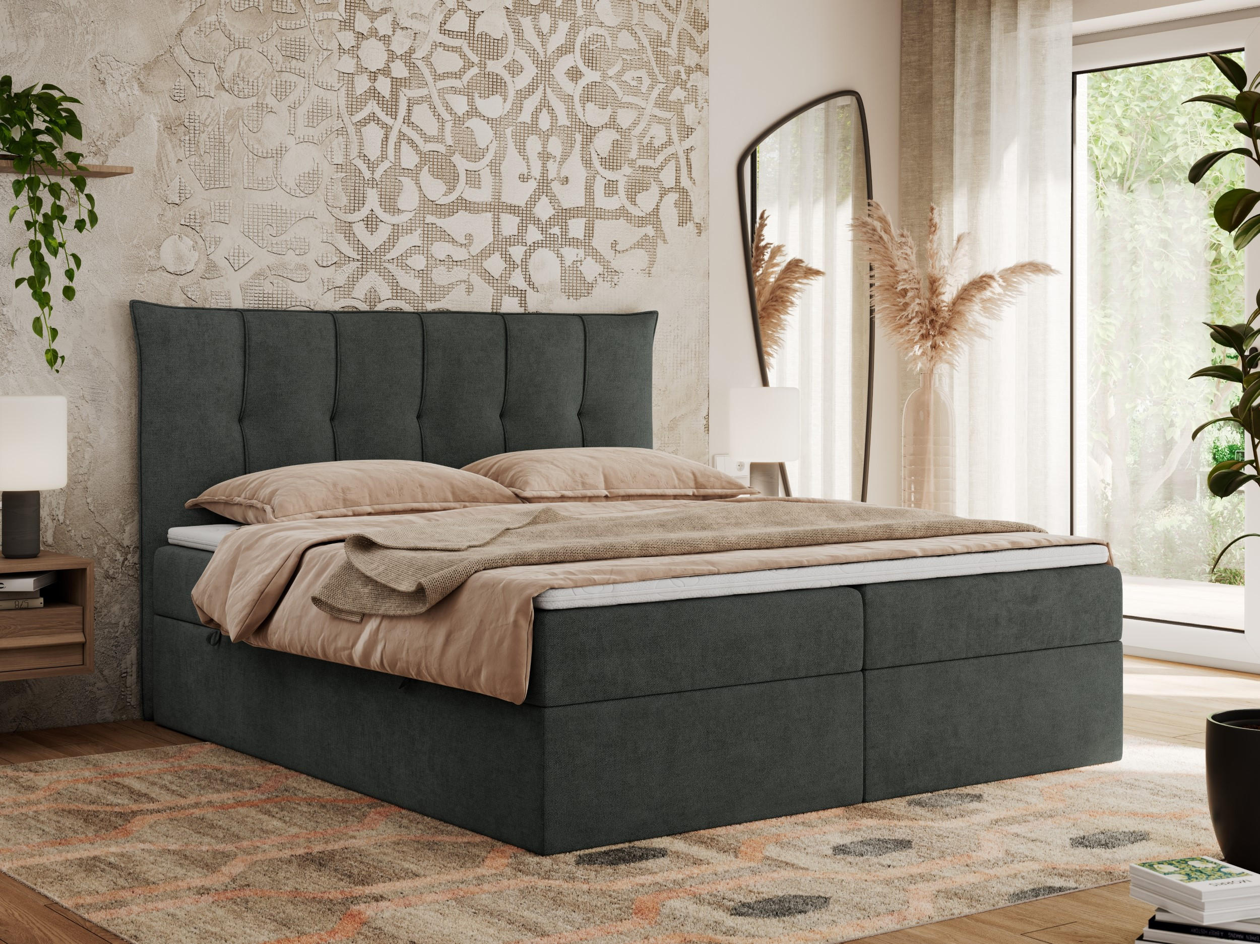 BOXBETT PREMIUM 10 180/200 Dunkelgrau Struktur - H3 - Dunkelgrau, Holz/Textil (180/200cm) - MKS