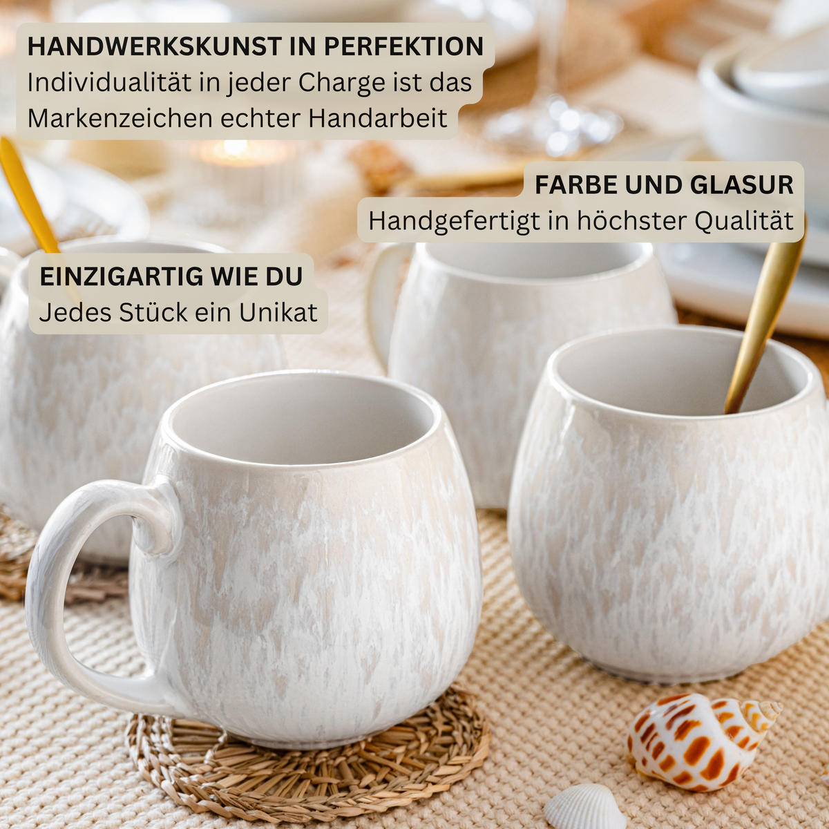 KOMBISERVICE KORFU - 16 teilig aus Steingut - Creme, Stein (27/27/27cm) - Sänger