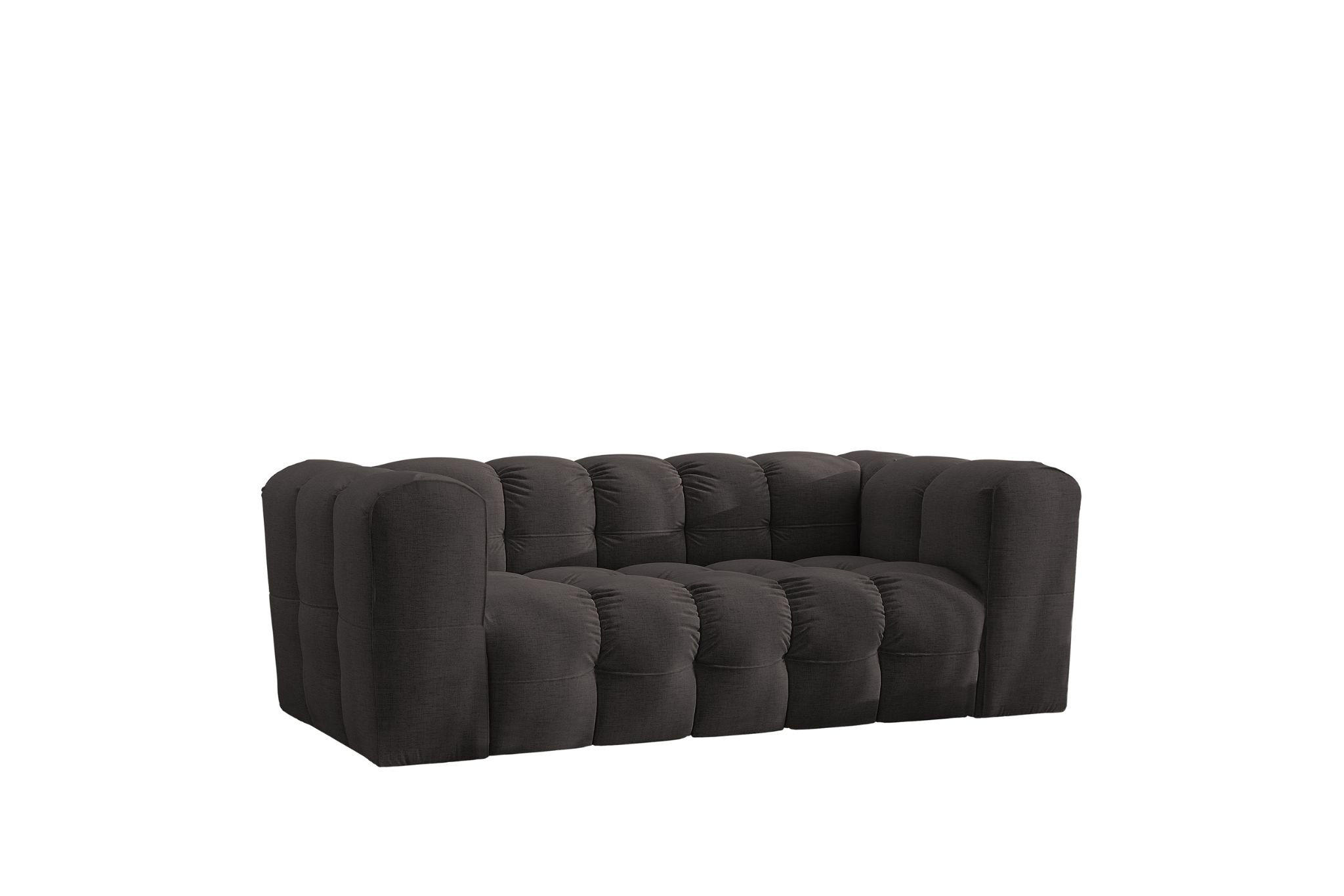 SOFA 2-Sitzer, Komfort, BALOO, Stoff Schenille, Schwarz - Schwarz, Holz (196/75/106cm) - Kaiser Möbel