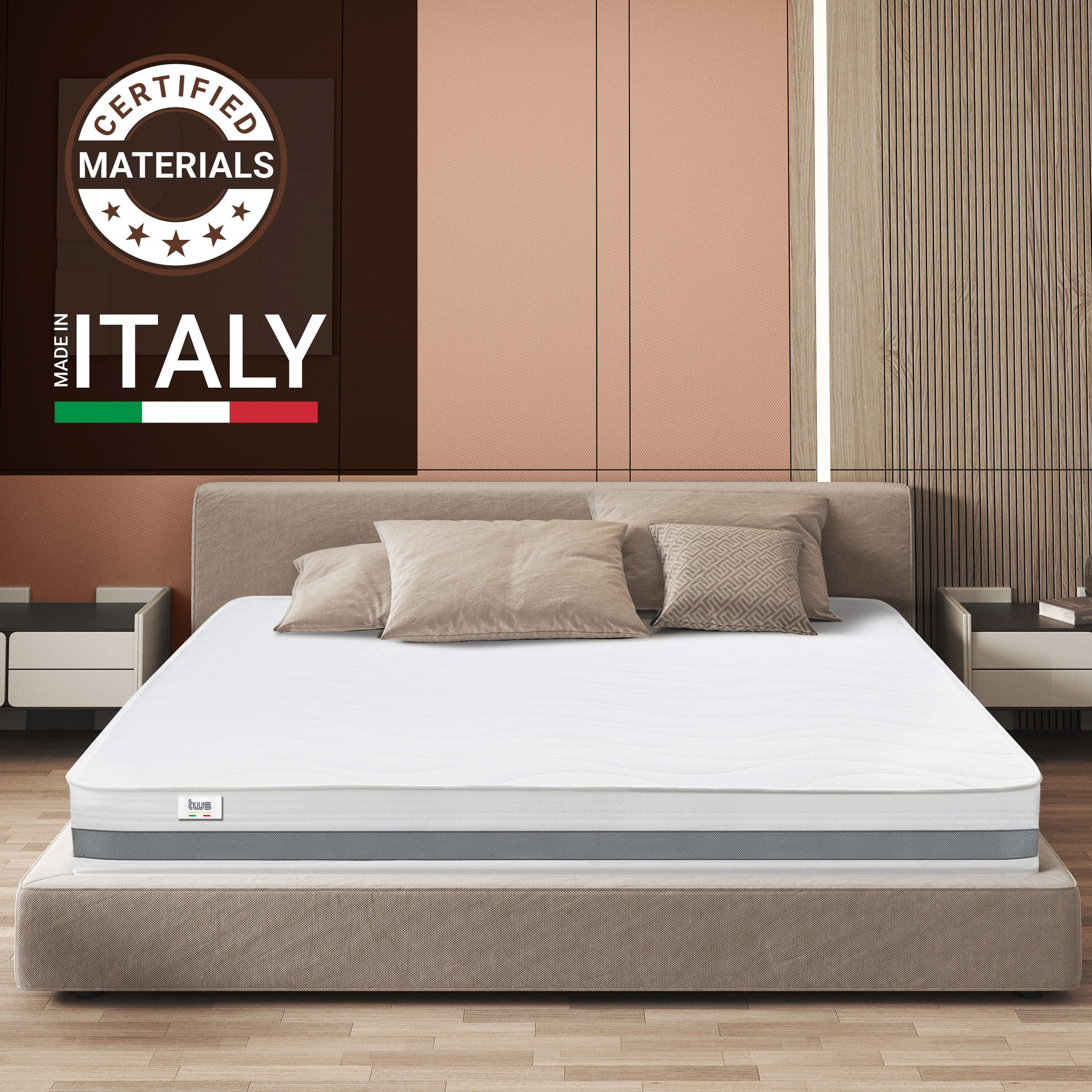 Thumbnail - The White Stone Matratze, Weiß, Textil, Füllung: Komfortschaum, 120x175 cm, Made in Italy, antibakteriell, Schlafzimmer,...
