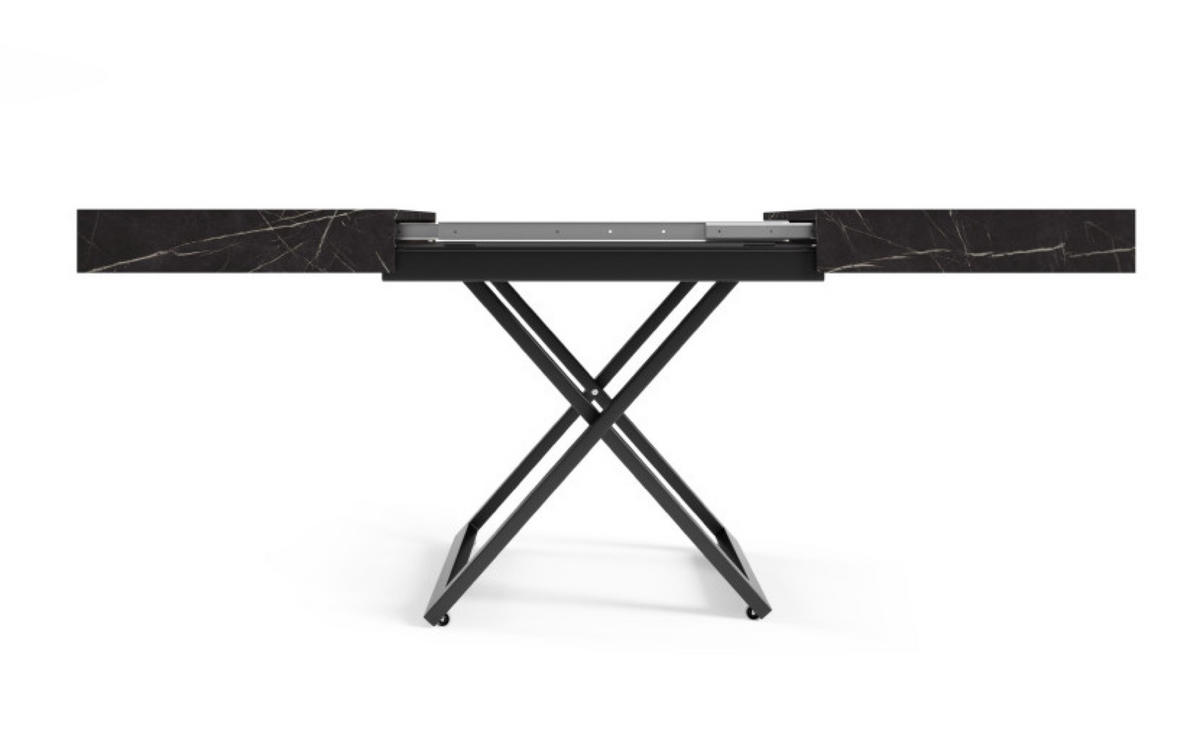 TISCH Schwarz SIENNA Modern U-Förmige Beine Pietra Grigia - Schwarz, Holzwerkstoff (80/80/80cm) - Sepro Meble