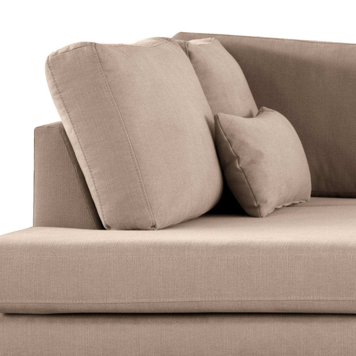 ECKSOFA mit Ottomane - Taupe/Eichefarben, Naturmaterialien/Eichenholz (287/219cm) - home24