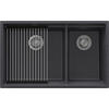 SPÜLBECKEN Praga Slim Duo, 2-er set Anthrazit 76/47 cm 2 Becken + Ablauf-Set + Aufrollbare Abtropffläche ab 80er Unterschrank - Chromfarben/Anthrazit, Kunststoff (76/20/47cm) - Primagran
