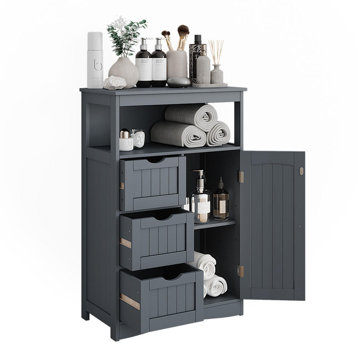 MIDISCHRANK Bianco Grau 56 x 86.5 cm - Grau, Holzwerkstoff (56/86.5/29.2cm) - Vicco