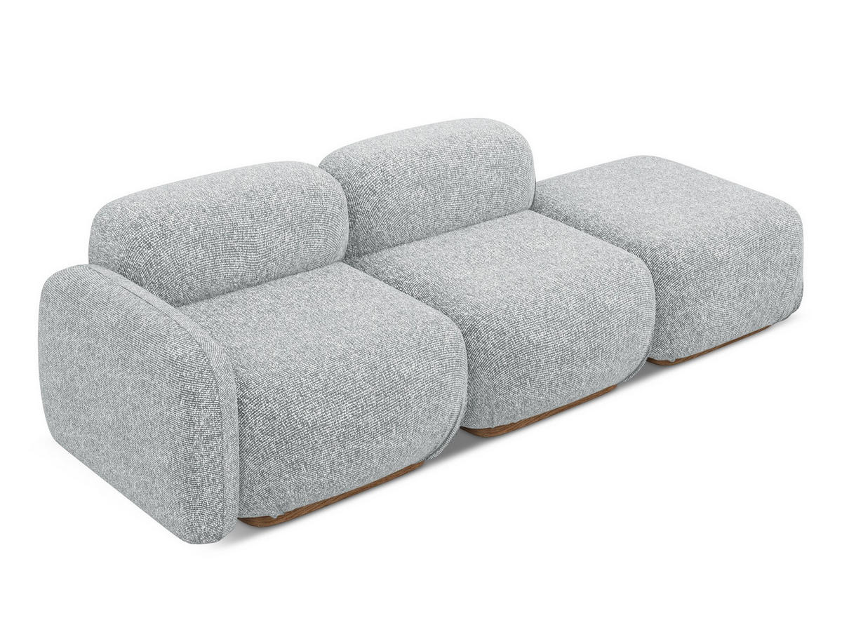3-SITZER SOFA Rechts Strukturstoff Stoff Grau - Silberfarben/Braun, Holz/Textil (258/73/95cm) - Makamii